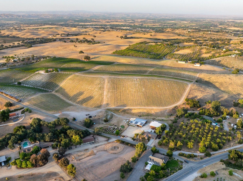 Aerial view of Copia Vineyards and surrounding landscape