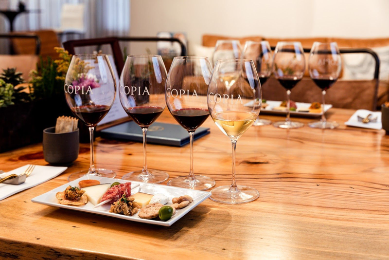 Copia Vineyards wine tasting with red and white wines