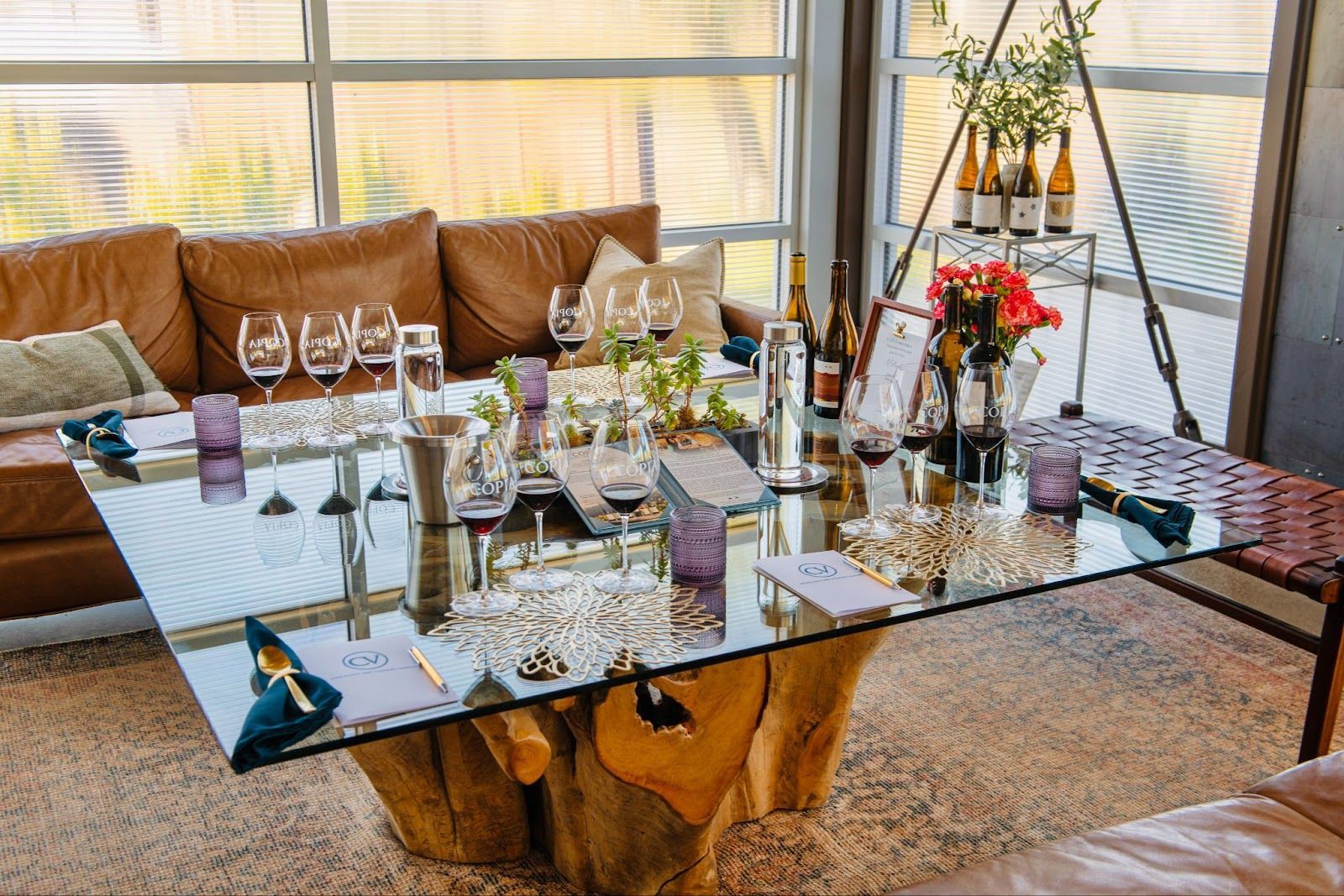 Copia Vineyards private wine tasting setup