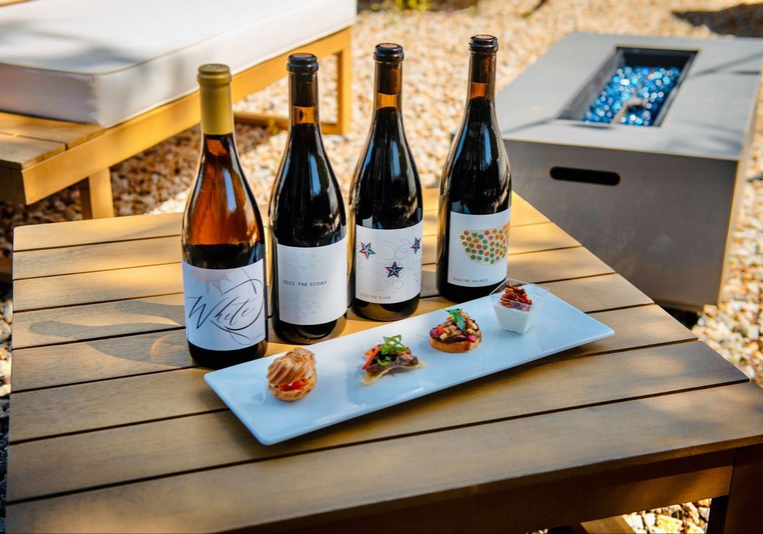 Copia Vineyards wine bottles with gourmet pairings